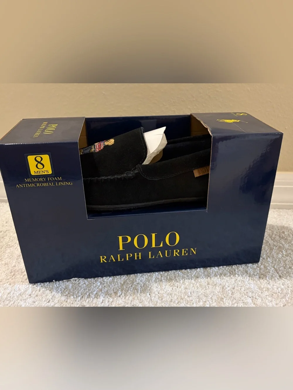 NWT- Polo Ralph Lauren men's bear moccasin loafers Sz 8